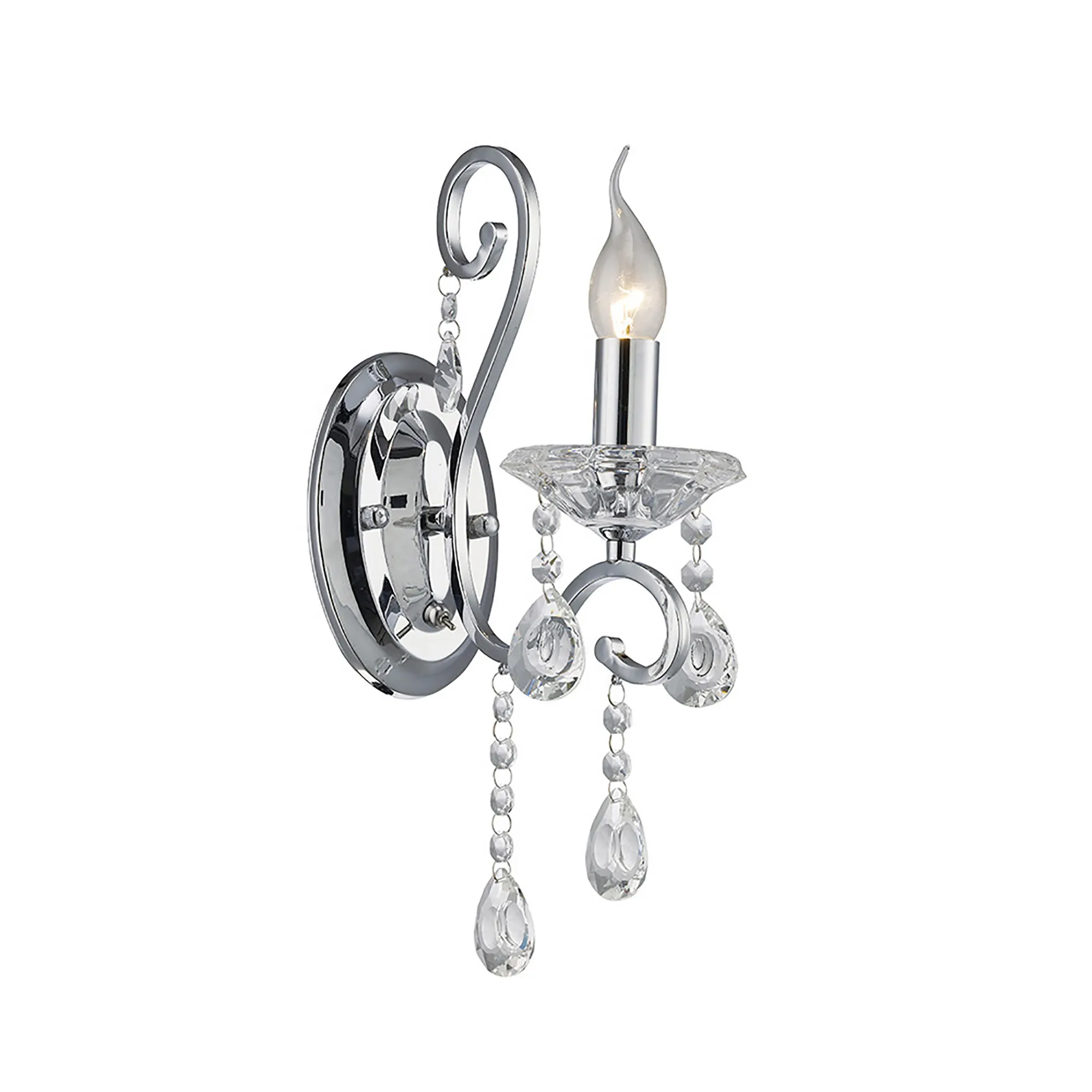 Vela Polished Chrome Crystal Wall Lights Diyas Armed Wall Lights
